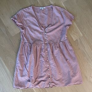 Madewell Linen Blend Alexandra Button Front Mini Dress Size Medium